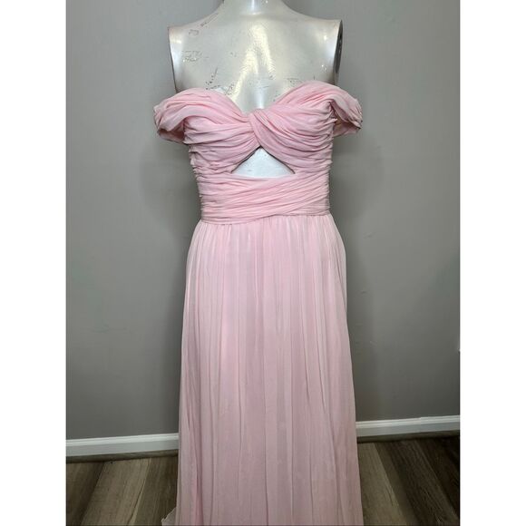 Giambattista Valli Front Twisted Bodice Off Shoulder Maxi Dress in Quartz Rose I - Picture 5 of 11